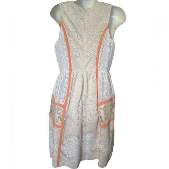 Anthropologie Champagne & Strawberry Lace Mini Dress - Picture 4 of 7